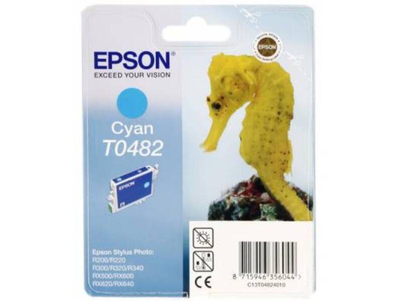 Картридж Epson T0482 для Stylus R200/300/RX500/600 Cyan (оригинал)