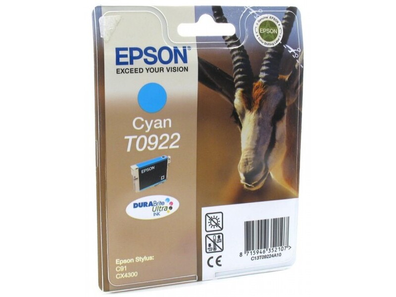 Картридж Epson T0922 для Stylus C91/CX4300/T26/T27/TX106/TX109/TX117/TX119 Cyan (оригинал)